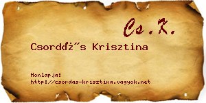 Csordás Krisztina névjegykártya
